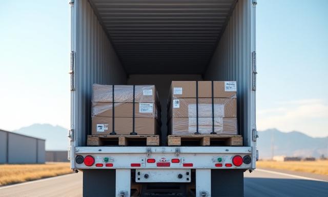 Illustration of a logistics truck with shared pallet spaces